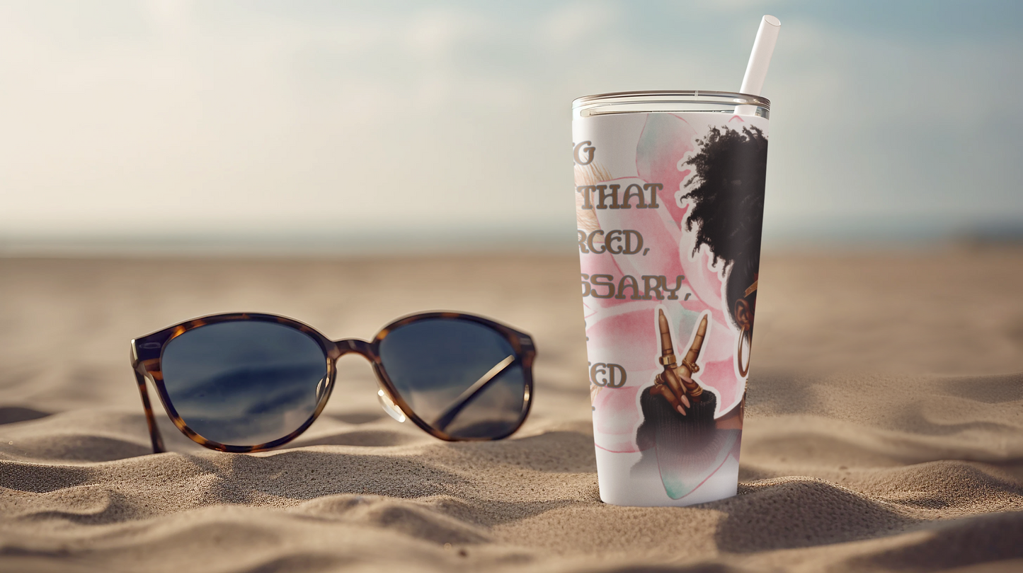 Empowered Woman Tumbler, Inspirational 20oz Stainless Steel Tumbler with Quote, Black Girl Magic