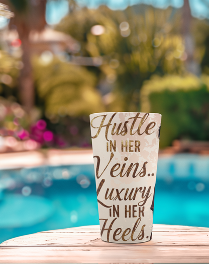 Tumbler Design, Hustle in Her Veins, Luxury in her Heels, Motivational Insulated 20oz Tumbler