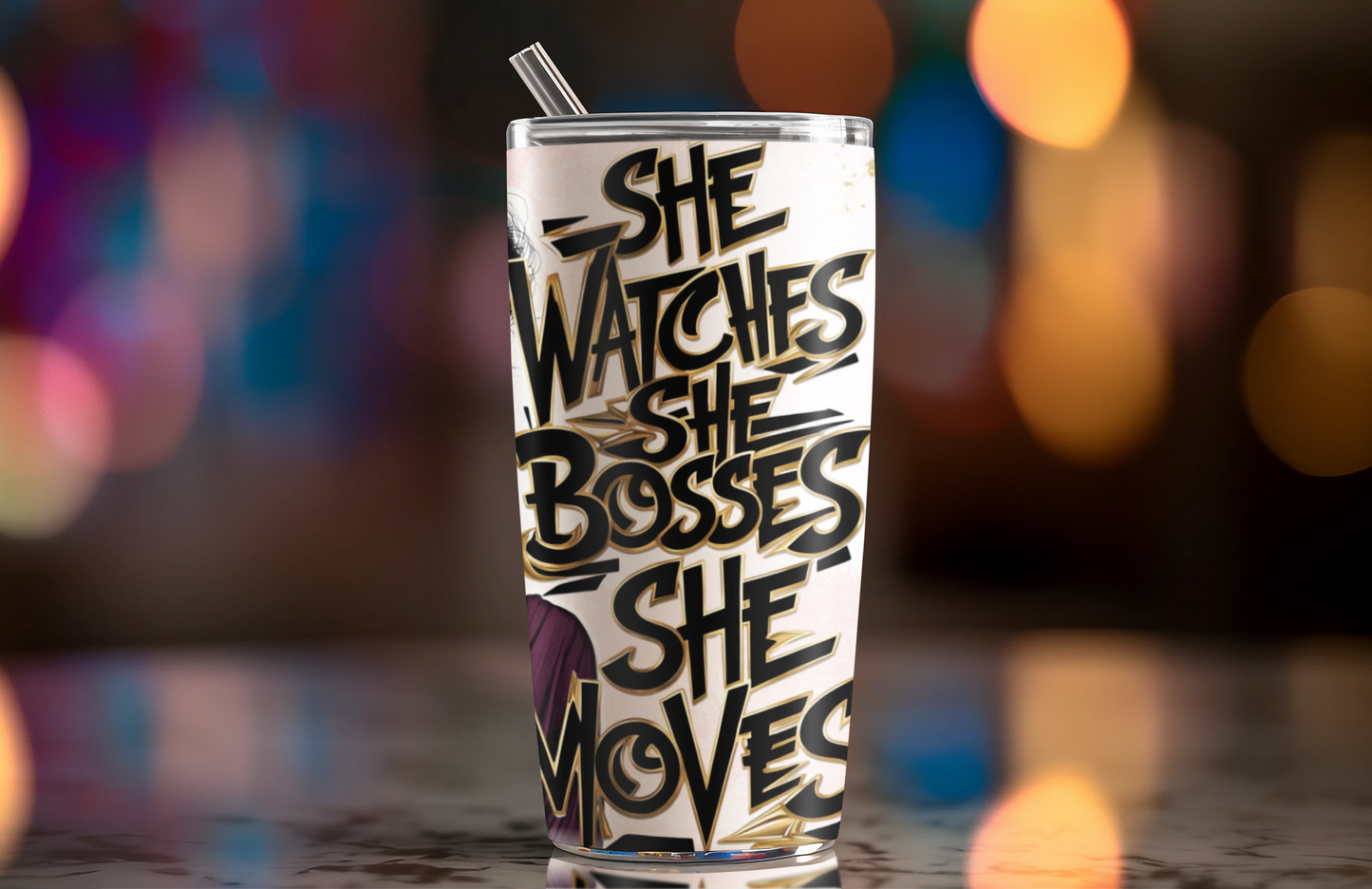 Boss Girl Tumbler 20oz - Stainless Steel Double-Wall Insulated, She Bosses She Watches She Moves