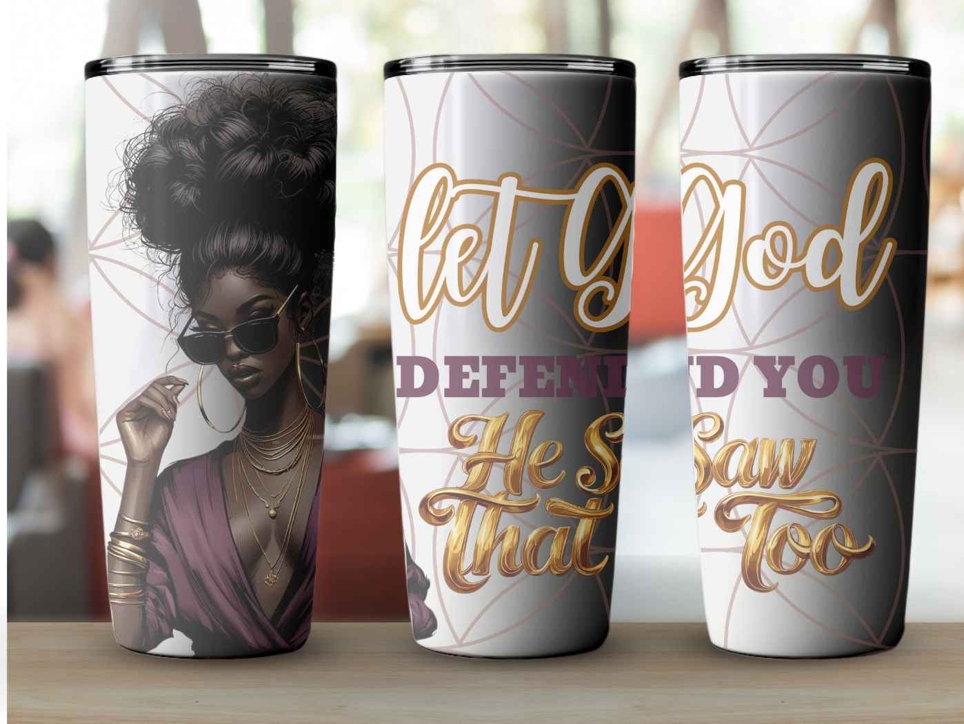 Christian Tumbler, Let God Defend You Tumbler, Faithful Stainless Steel Cup