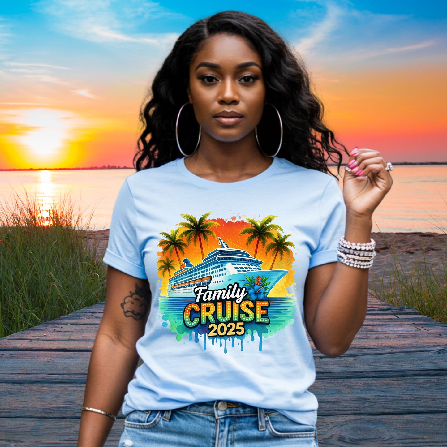 Family Cruise 2025 Unisex Softstyle Matching Tee for Family Vacation, Summer Vibes Vacay Tee