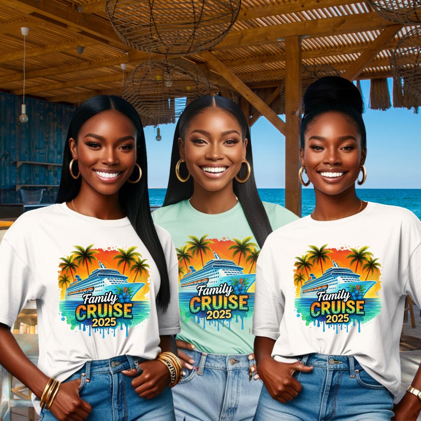 Family Cruise 2025 Unisex Softstyle Matching Tee for Family Vacation, Summer Vibes Vacay Tee