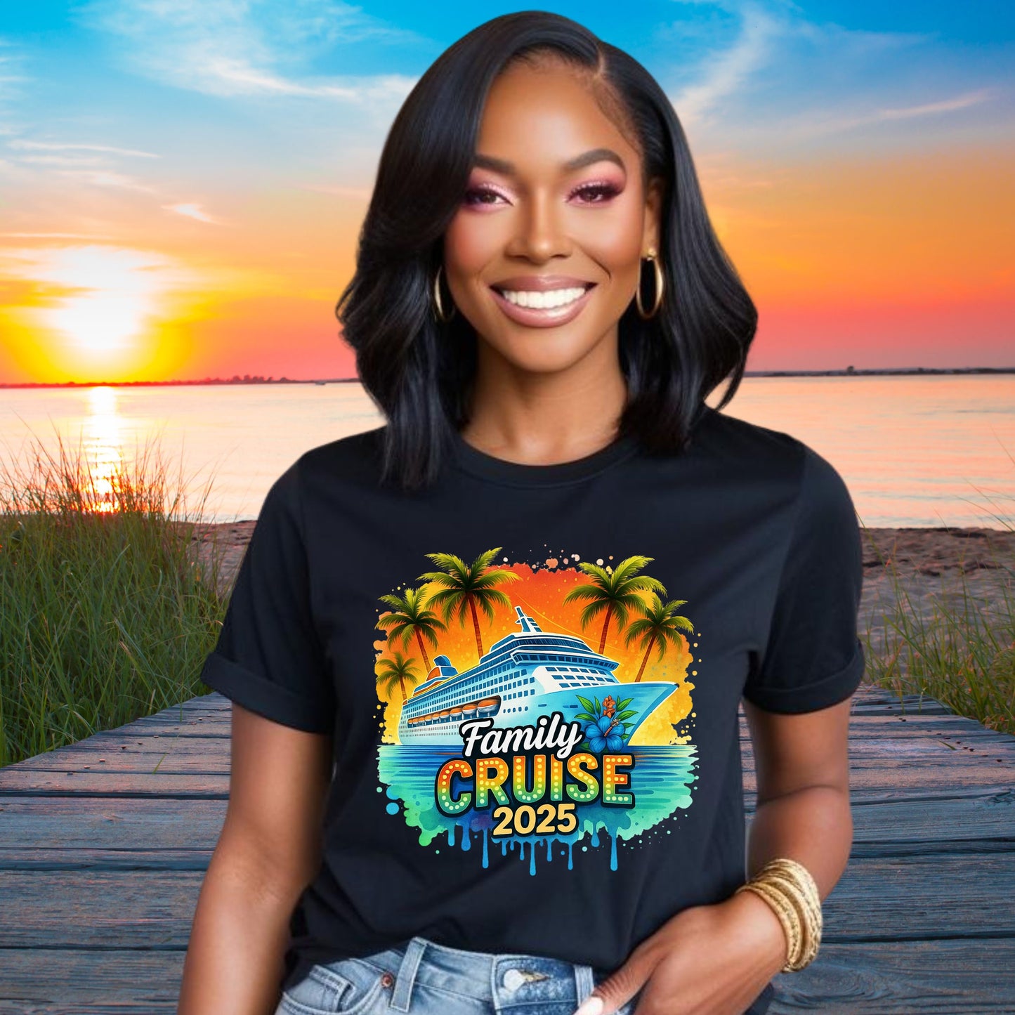 Family Cruise 2025 Unisex Softstyle Matching Tee for Family Vacation, Summer Vibes Vacay Tee