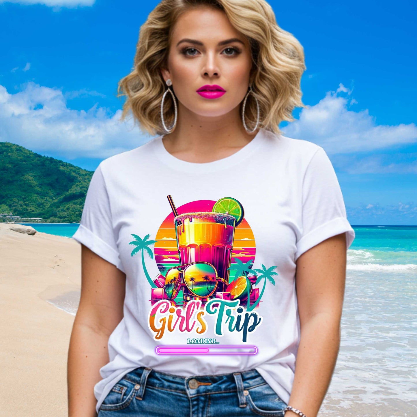 Girls Trip Loading Matching Group Photo Shirts for Cruises, Bachelorette Parties, & Weekend Trips