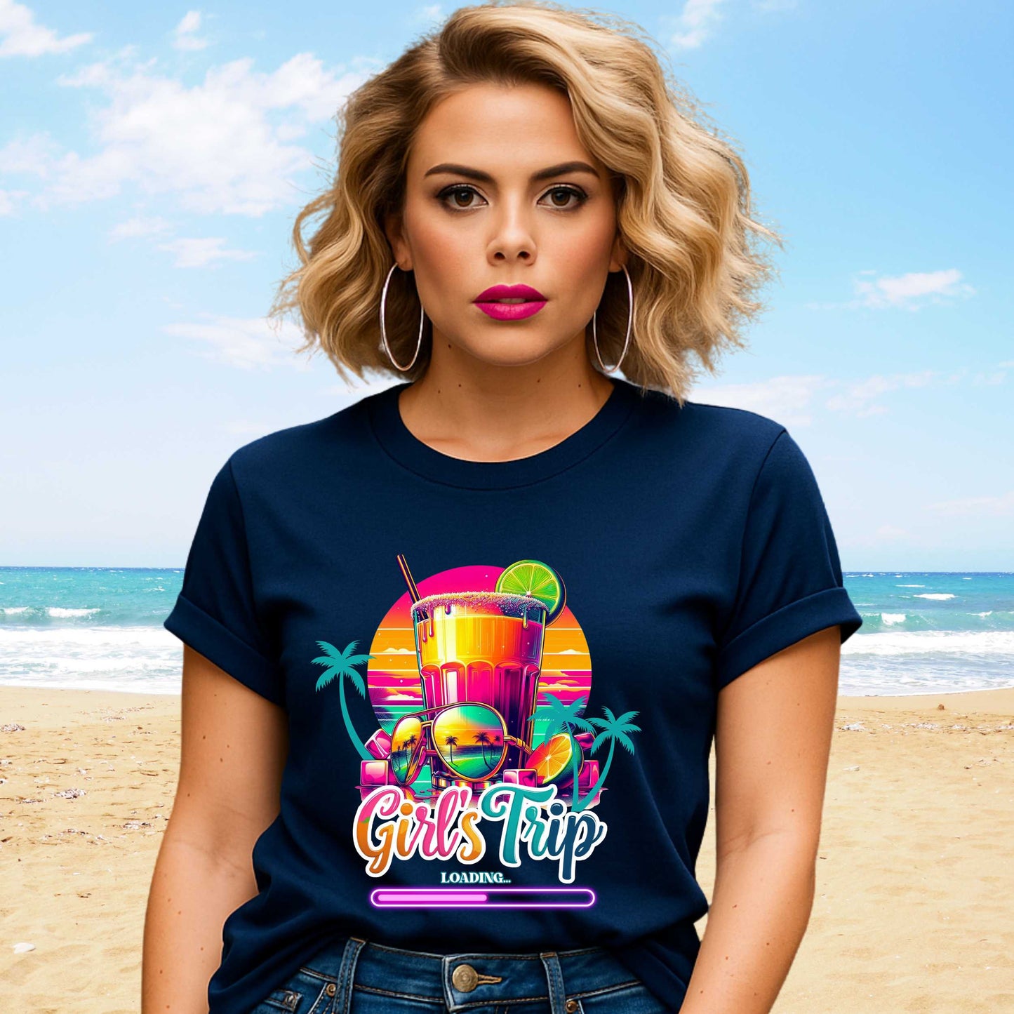 Girls Trip Loading Matching Group Photo Shirts for Cruises, Bachelorette Parties, & Weekend Trips