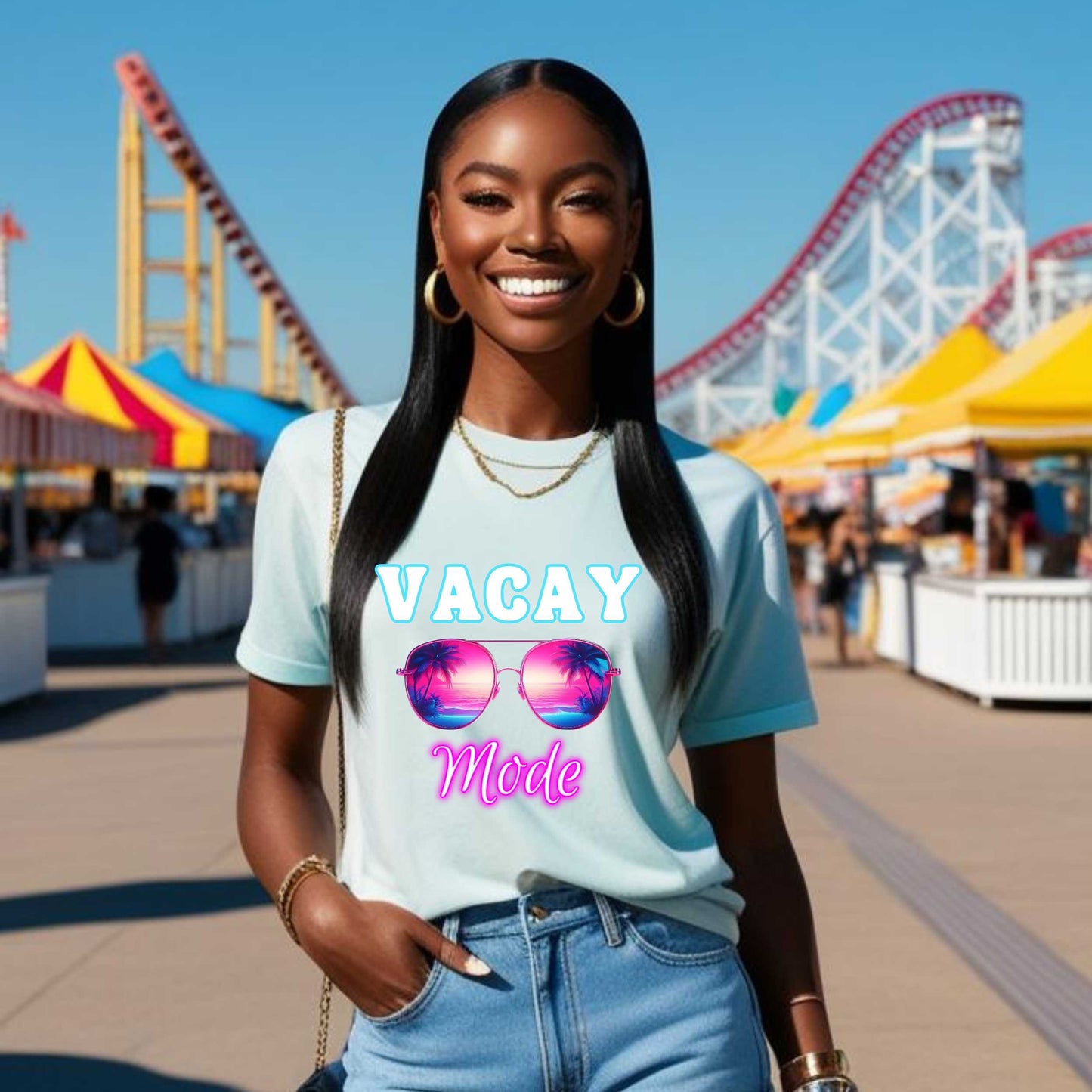 Tropical Vibes Vacay Mode T-Shirt, Beach Lover Tee, Vacation Shirt