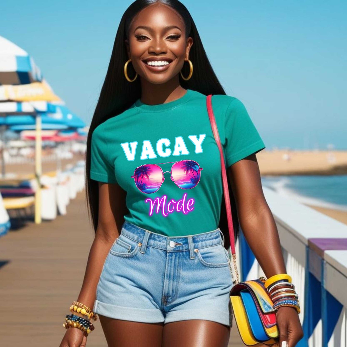 Tropical Vibes Vacay Mode T-Shirt, Beach Lover Tee, Vacation Shirt