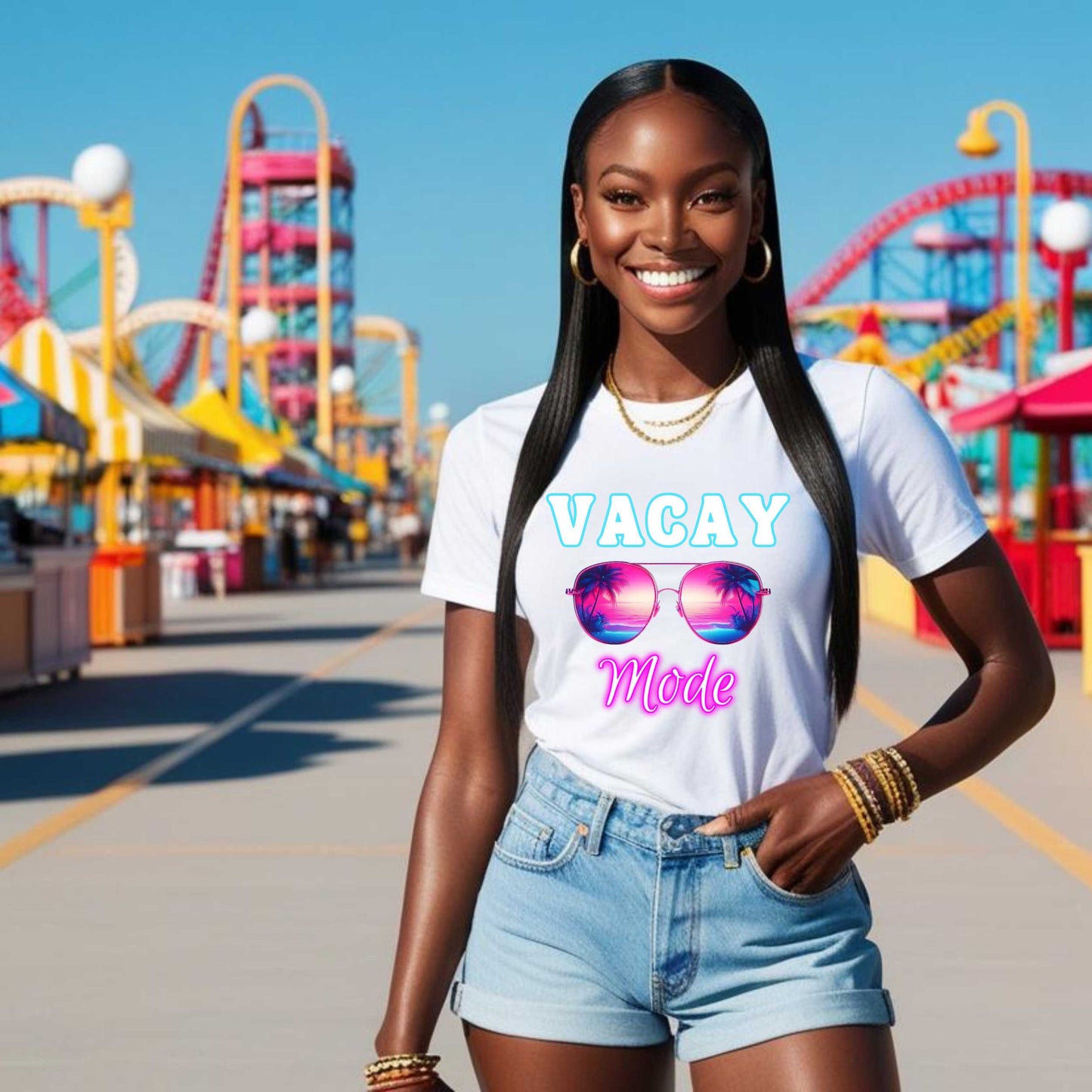 Tropical Vibes Vacay Mode T-Shirt, Beach Lover Tee, Vacation Shirt