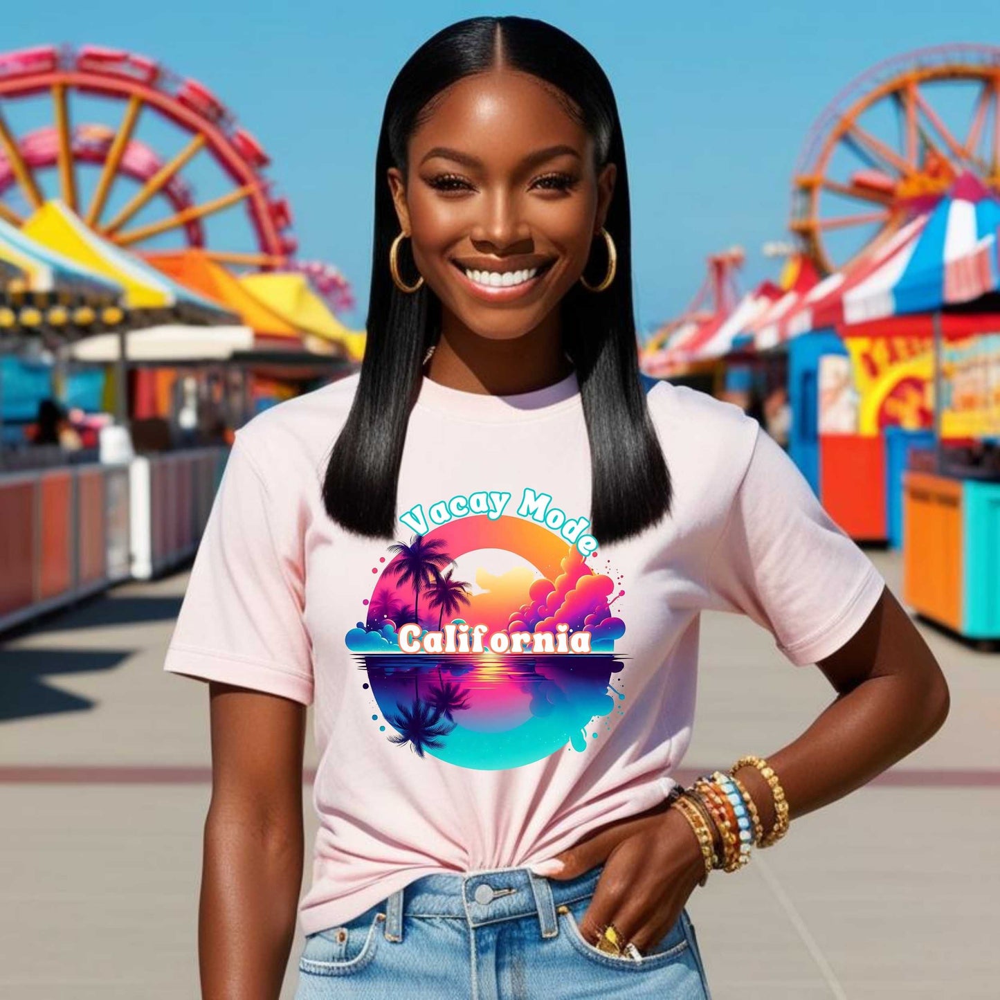 Vacay Mode California Sunset Softstyle T-Shirt - Beach Lover Gift