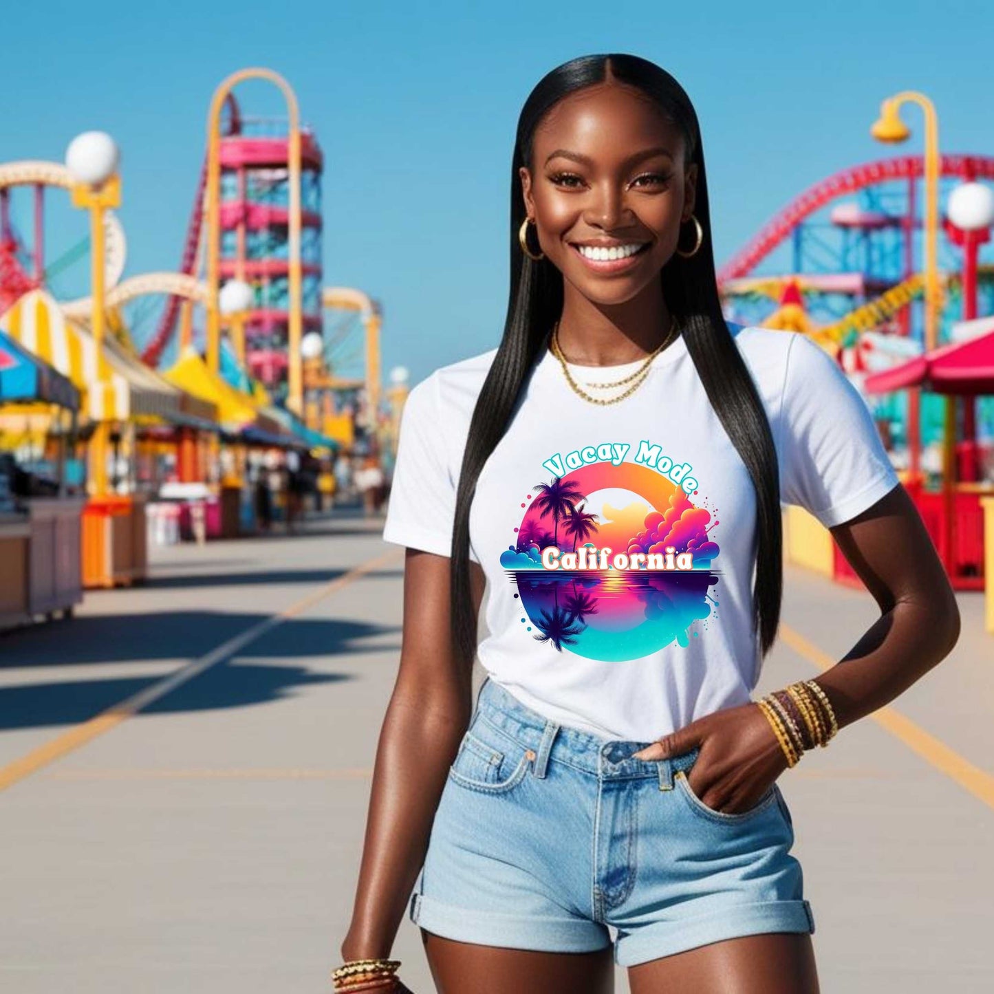 Vacay Mode California Sunset Softstyle T-Shirt - Beach Lover Gift