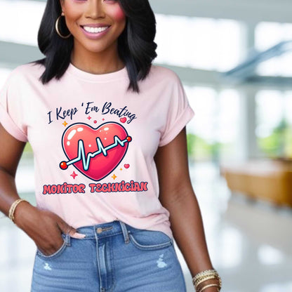 Monitor Tech Heartbeat Unisex Tee, Perfect for Healthcare Workers, Med/Surg/Tele Staff Shirt