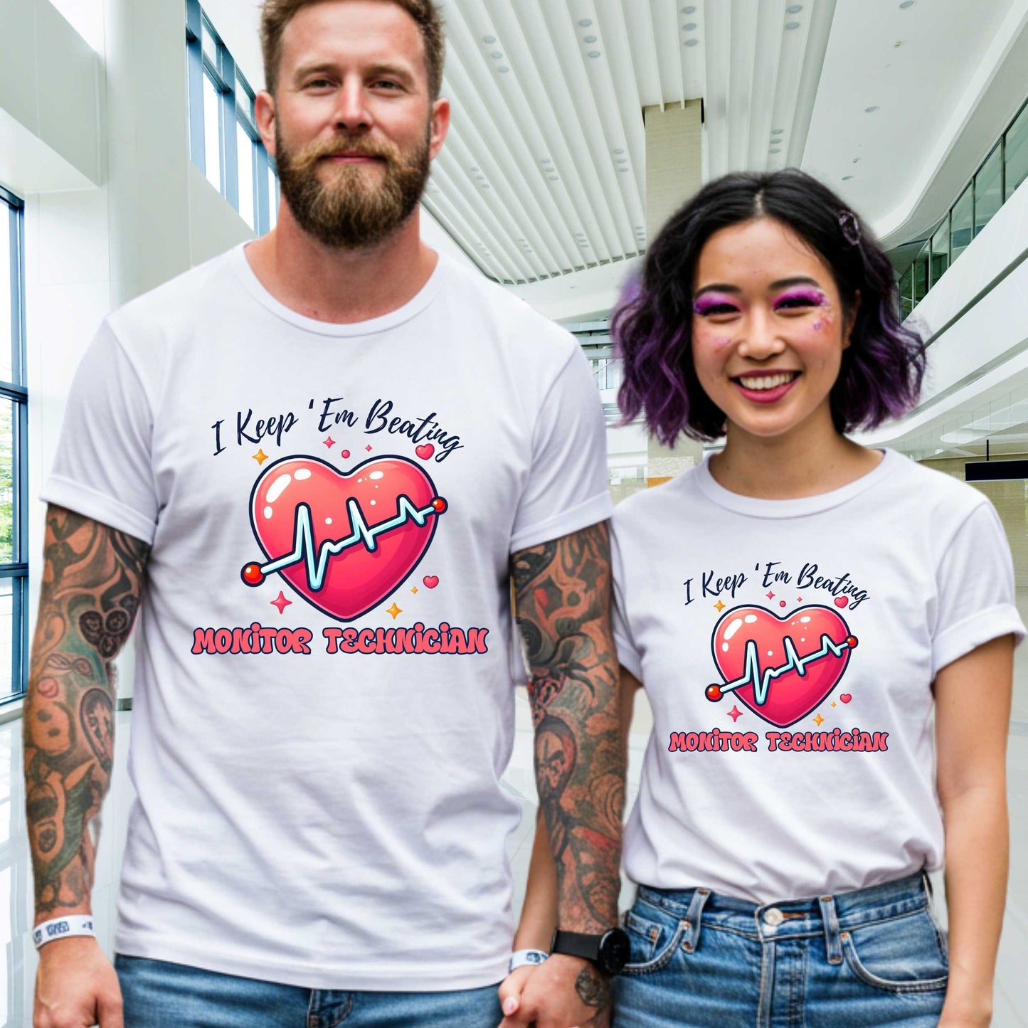 Monitor Tech Heartbeat Unisex Tee, Perfect for Healthcare Workers, Med/Surg/Tele Staff Shirt