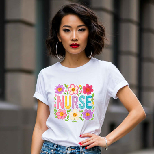 Boho Floral Nurse Shirt for Healthcare Heroes, Trendy Daisy Nurse Shirt, Nursing Student Tee