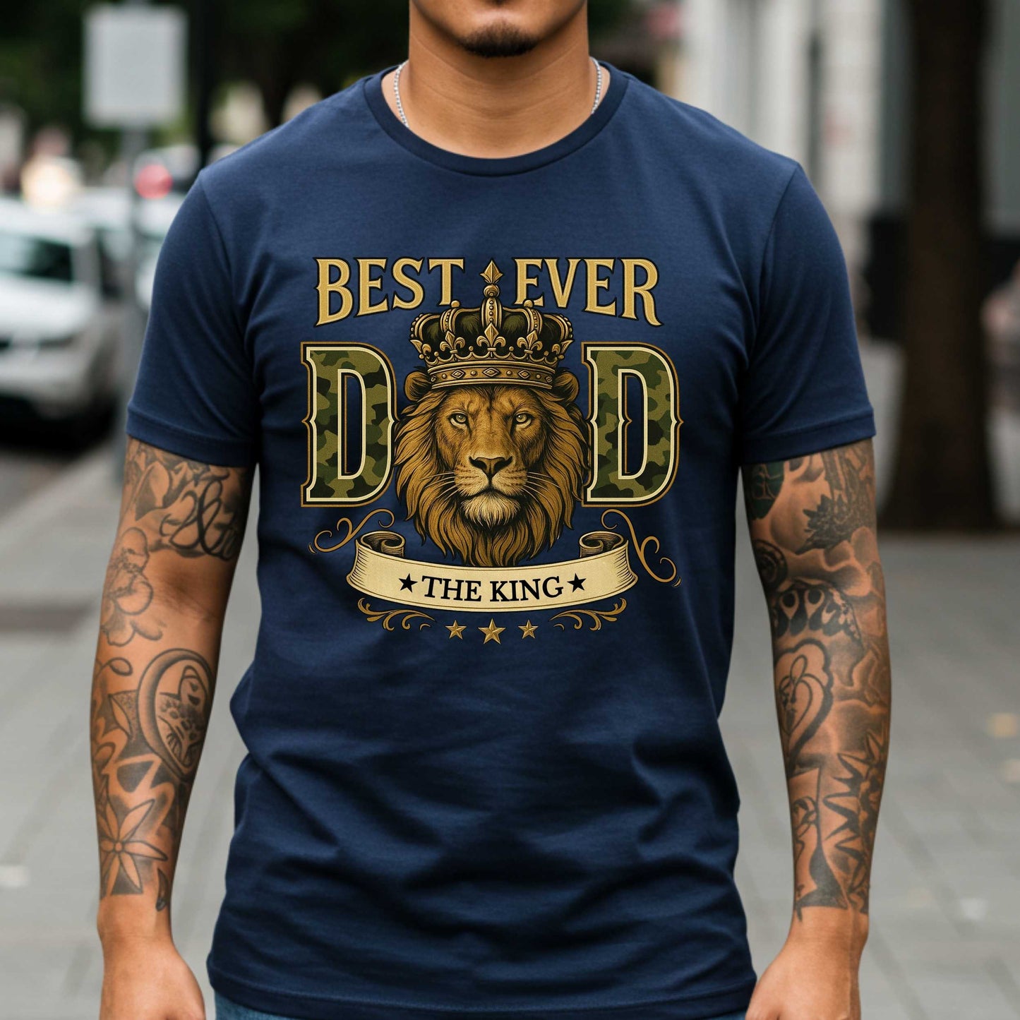 Best Dad Ever Lion Crown T-Shirt, King of the Family, Strength Leader Love Tee