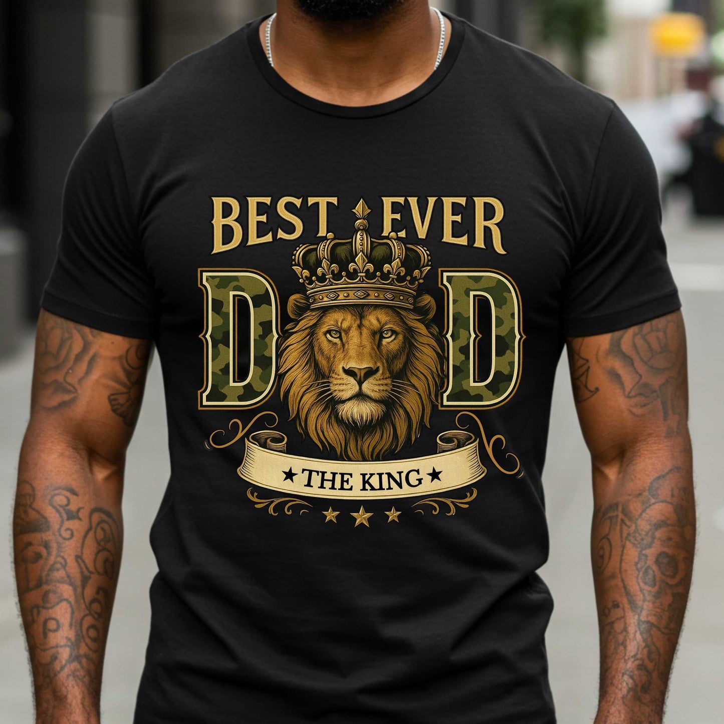 Best Dad Ever Lion Crown T-Shirt, King of the Family, Strength Leader Love Tee