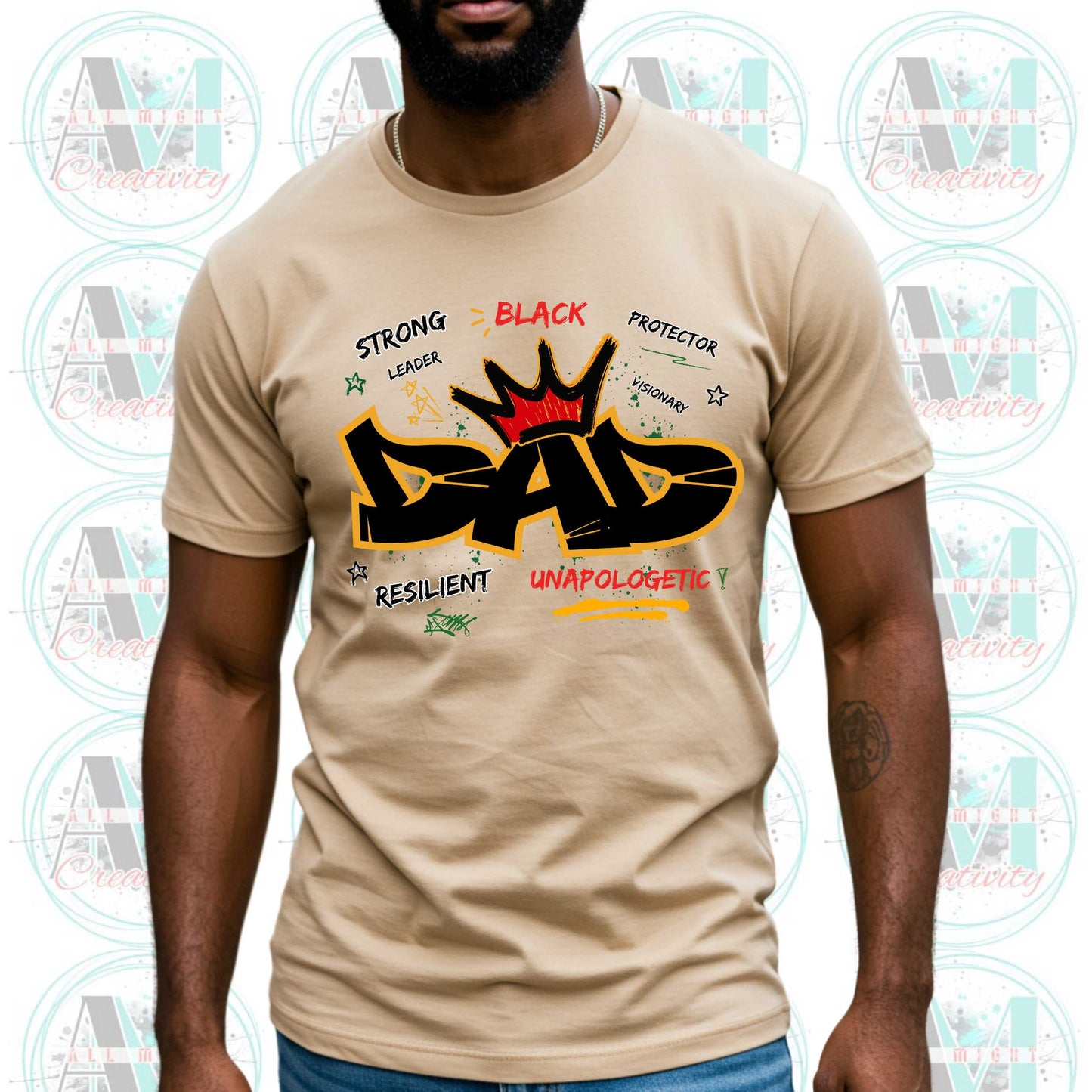 Strong Black Dad Graffiti T-Shirt, African American Dad Shirt, Resilient Visionary Protector Gift