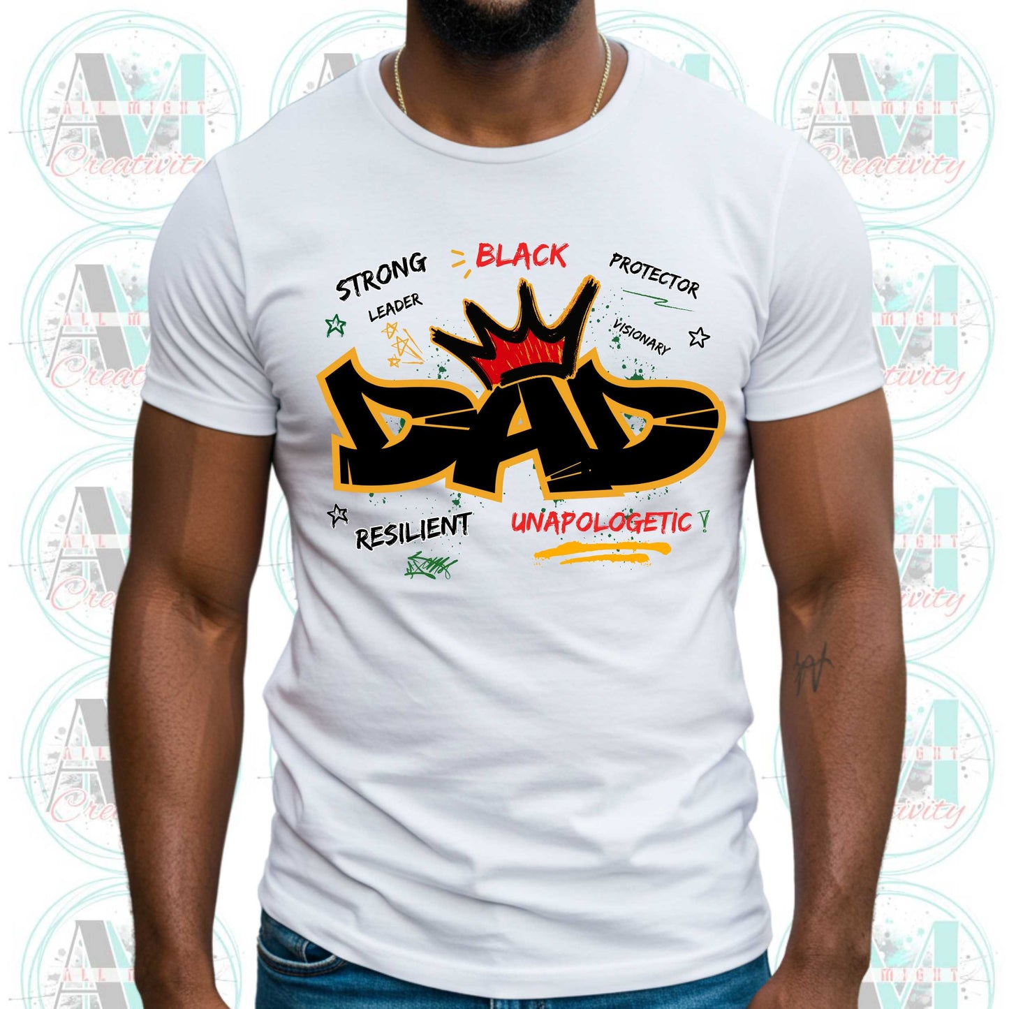 Strong Black Dad Graffiti T-Shirt, African American Dad Shirt, Resilient Visionary Protector Gift