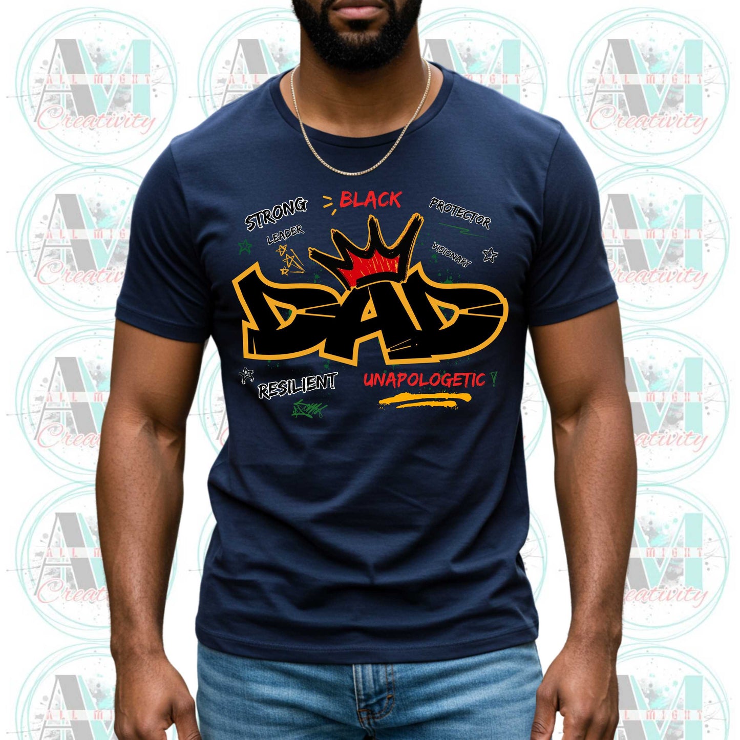 Strong Black Dad Graffiti T-Shirt, African American Dad Shirt, Resilient Visionary Protector Gift