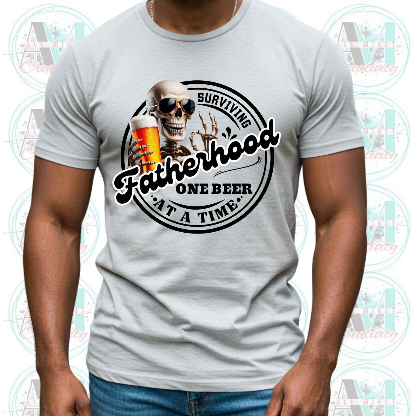 Funny Dad T-Shirt, Surviving Fatherhood One Beer at a Time Graphic Tee, New Dads Gift