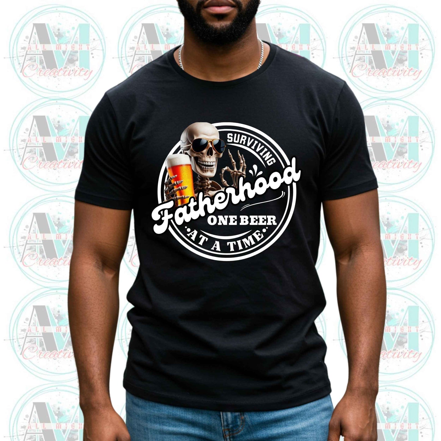 Funny Dad T-Shirt, Surviving Fatherhood One Beer at a Time Graphic Tee, New Dads Gift