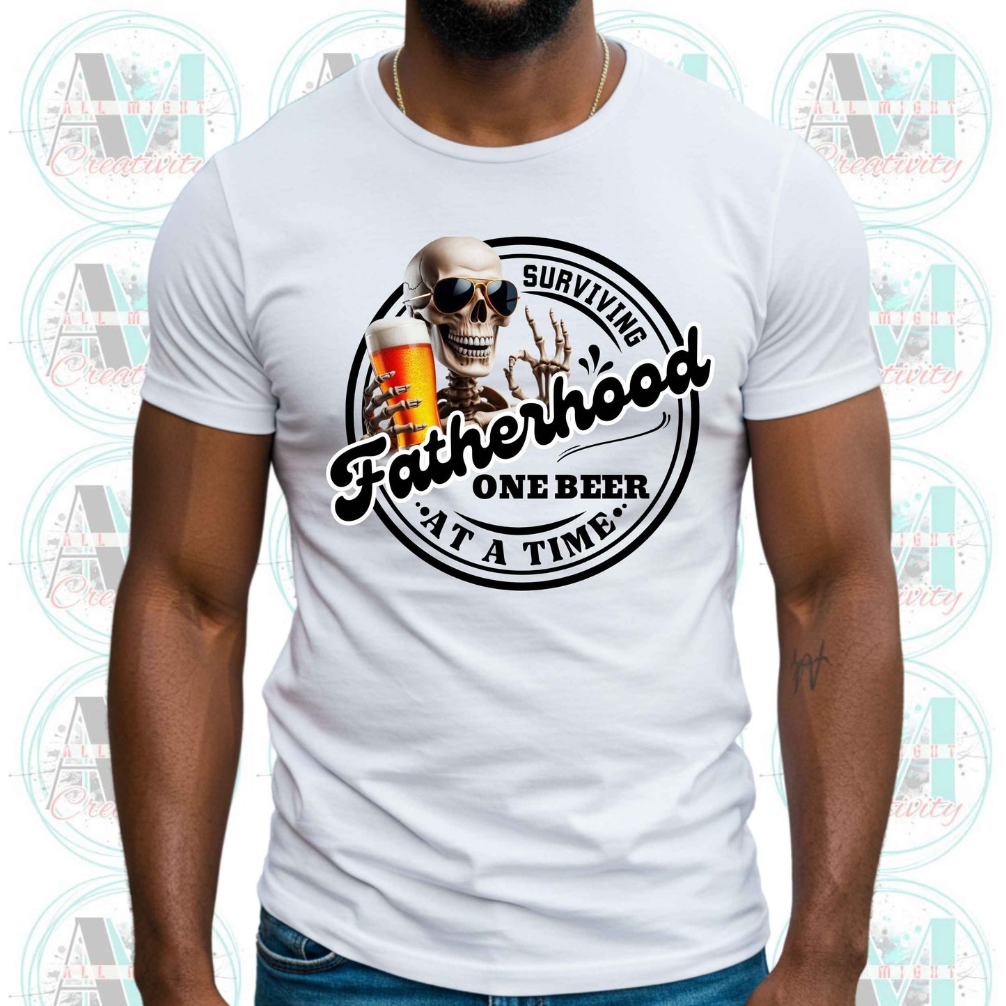 Funny Dad T-Shirt, Surviving Fatherhood One Beer at a Time Graphic Tee, New Dads Gift