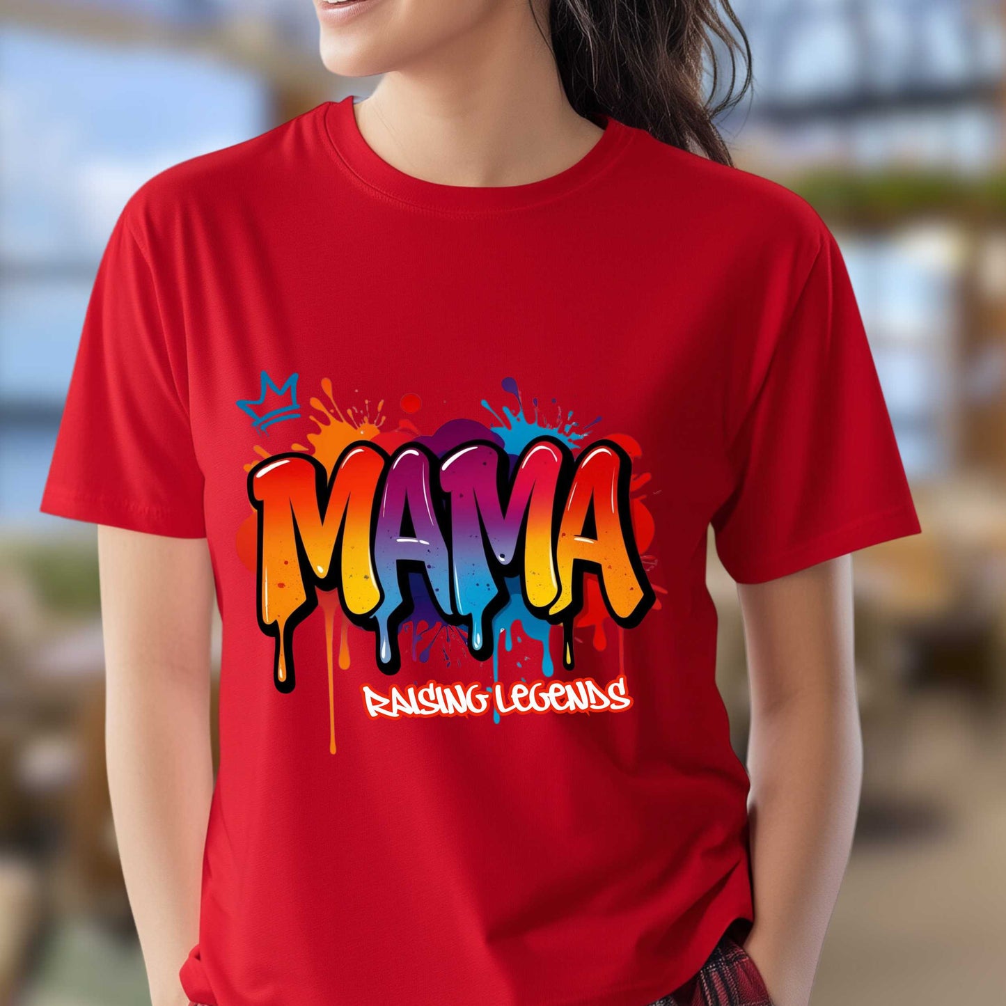 Mama Raising Legends Graffiti Tee, Mom Hustle Graphic T-shirt, Street Art Vibes Tee, Motherhood Drip