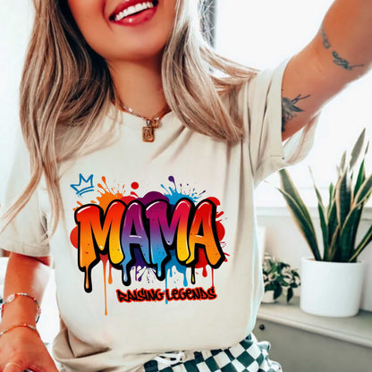 Mama Raising Legends Graffiti Tee, Mom Hustle Graphic T-shirt, Street Art Vibes Tee, Motherhood Drip