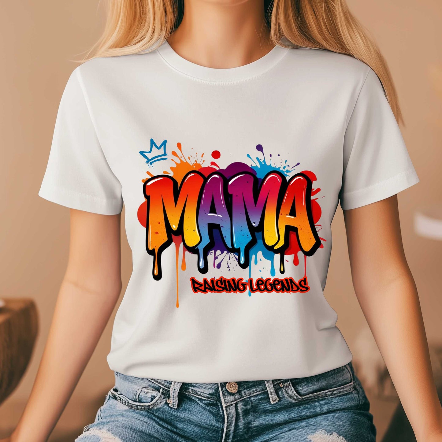 Mama Raising Legends Graffiti Tee, Mom Hustle Graphic T-shirt, Street Art Vibes Tee, Motherhood Drip