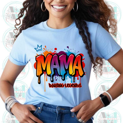 Mama Raising Legends Graffiti Tee, Mom Hustle Graphic T-shirt, Street Art Vibes Tee, Motherhood Drip