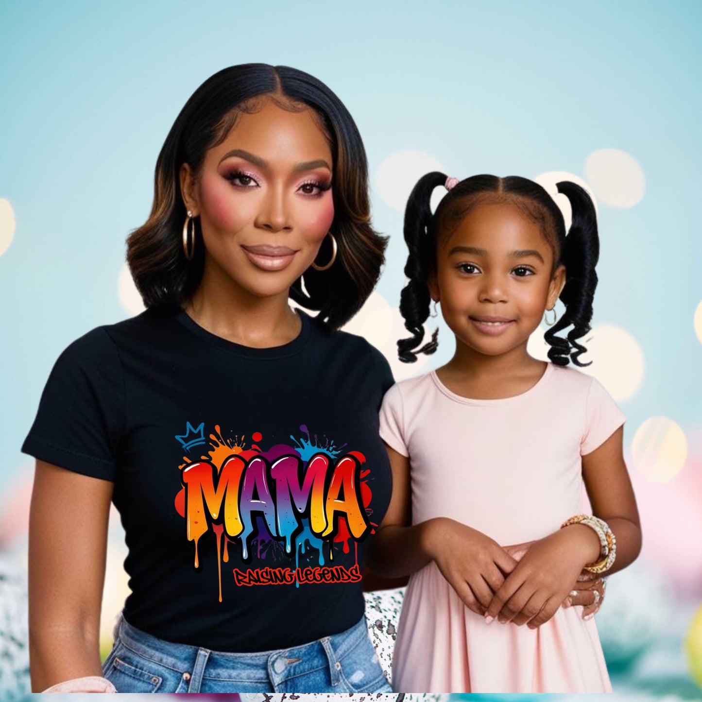 Mama Raising Legends Graffiti Tee, Mom Hustle Graphic T-shirt, Street Art Vibes Tee, Motherhood Drip