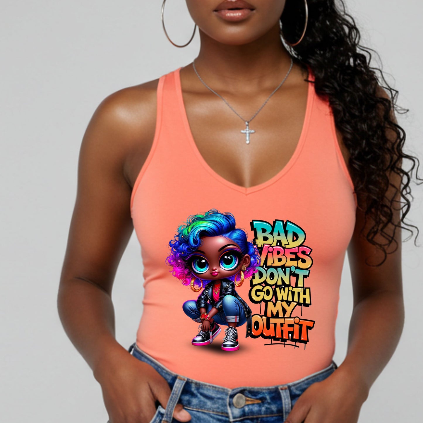 Bad Vibes Don't Go With My Outfit, Women's Racerback Tank Top, Summer Fashion
