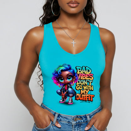 Bad Vibes Don't Go With My Outfit, Women's Racerback Tank Top, Summer Fashion