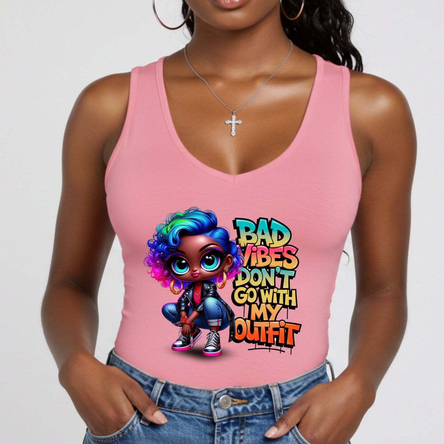 Bad Vibes Don't Go With My Outfit, Women's Racerback Tank Top, Summer Fashion