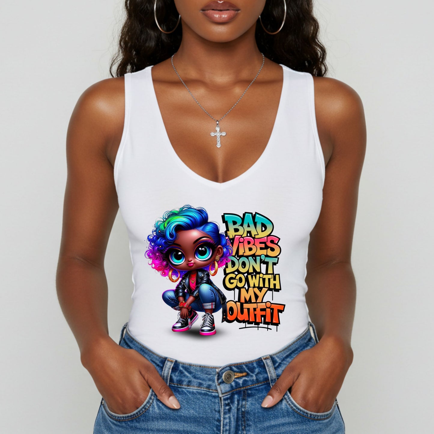 Bad Vibes Don't Go With My Outfit, Women's Racerback Tank Top, Summer Fashion