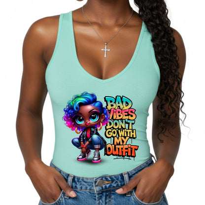 Bad Vibes Don't Go With My Outfit, Women's Racerback Tank Top, Summer Fashion