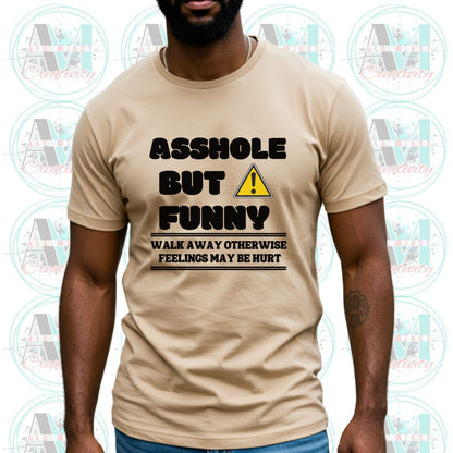 Humorous Graphic Tee - "Asshole But Funny" Unisex Cotton Shirt, Casual Wear, Gift for Friends, Party Outfit, Meme Merchandise