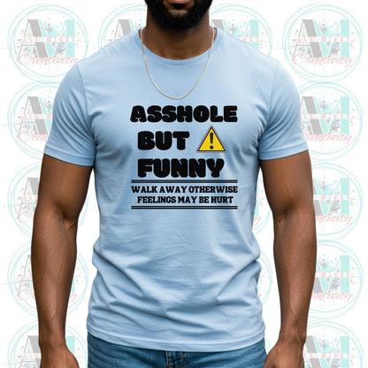 Humorous Graphic Tee - "Asshole But Funny" Unisex Cotton Shirt, Casual Wear, Gift for Friends, Party Outfit, Meme Merchandise