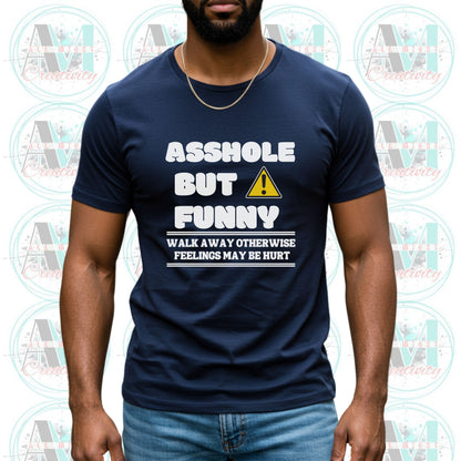 Humorous Graphic Tee - "Asshole But Funny" Unisex Cotton Shirt, Casual Wear, Gift for Friends, Party Outfit, Meme Merchandise