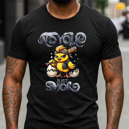 Duck Graphic T-Shirt, Funny Biker Duck Tee, No Yolk Just Smoke Shirt, Humorous Edgy Graphic
