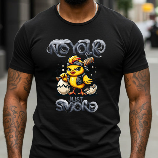 Duck Graphic T-Shirt, Funny Biker Duck Tee, No Yolk Just Smoke Shirt, Humorous Edgy Graphic