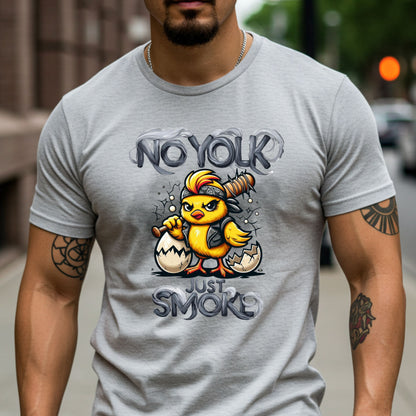 Duck Graphic T-Shirt, Funny Biker Duck Tee, No Yolk Just Smoke Shirt, Humorous Edgy Graphic