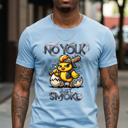Duck Graphic T-Shirt, Funny Biker Duck Tee, No Yolk Just Smoke Shirt, Humorous Edgy Graphic