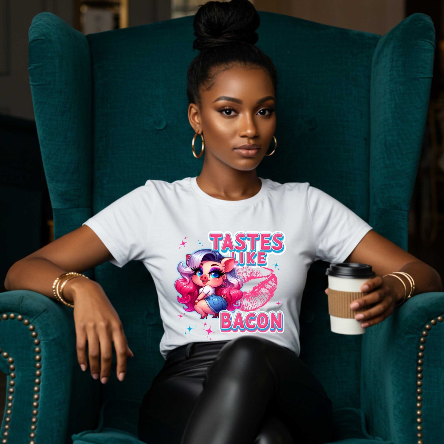 Inappropriate Shirt, Tastes Like Bacon, Edgy Joke Tee for Women, Funny Sarcastic Pig Shirt