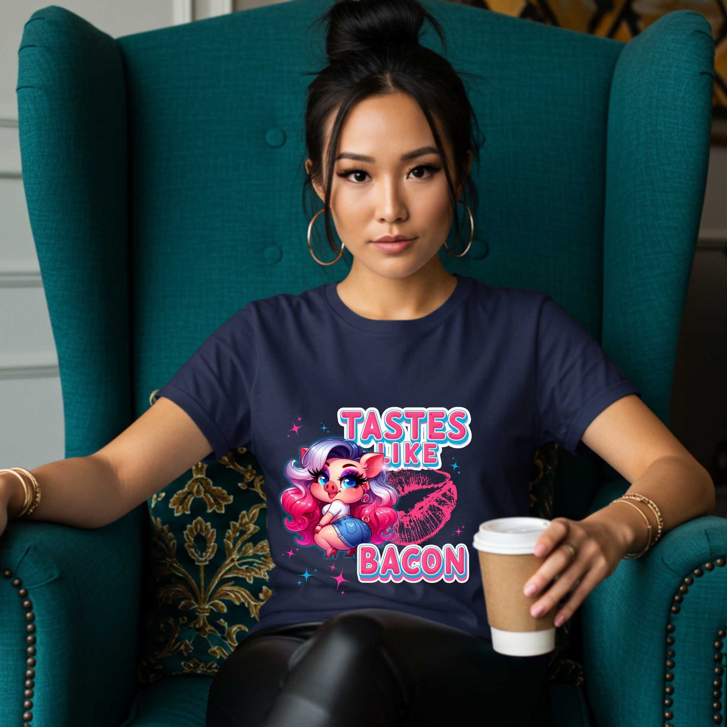 Inappropriate Shirt, Tastes Like Bacon, Edgy Joke Tee for Women, Funny Sarcastic Pig Shirt