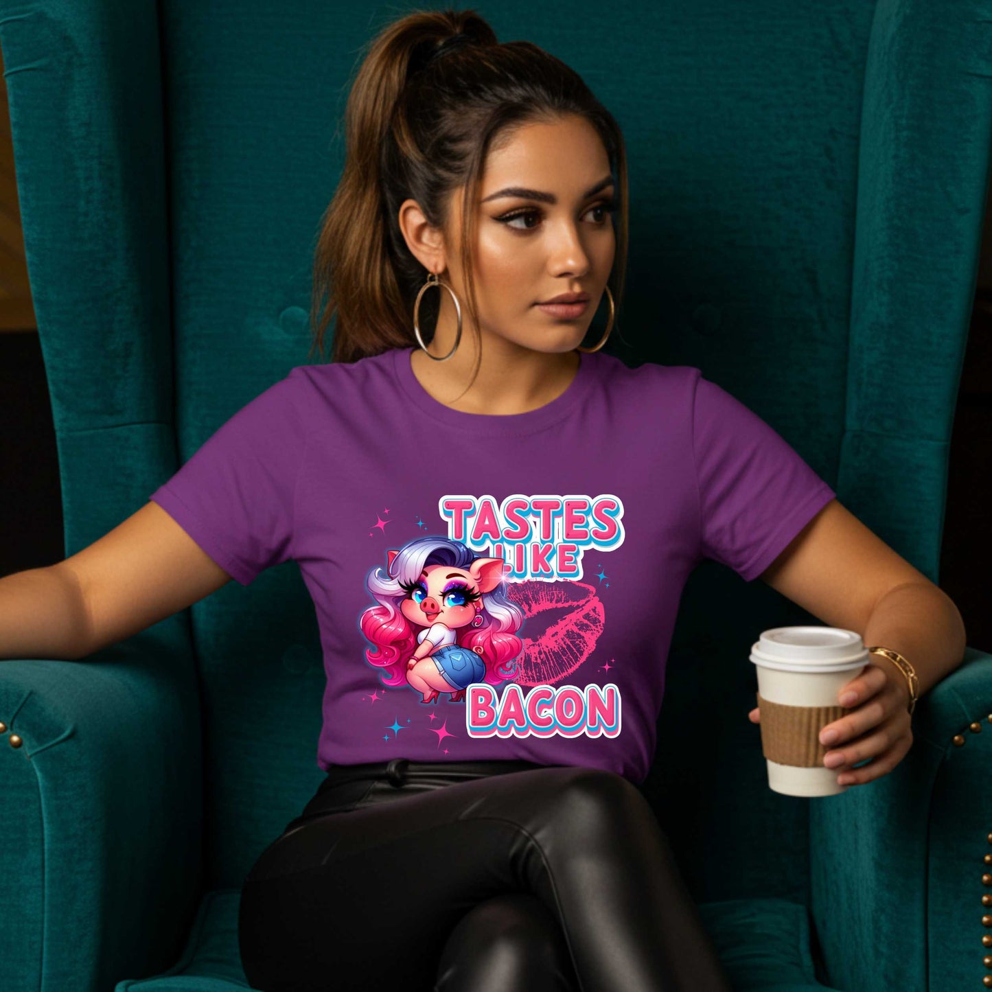Inappropriate Shirt, Tastes Like Bacon, Edgy Joke Tee for Women, Funny Sarcastic Pig Shirt