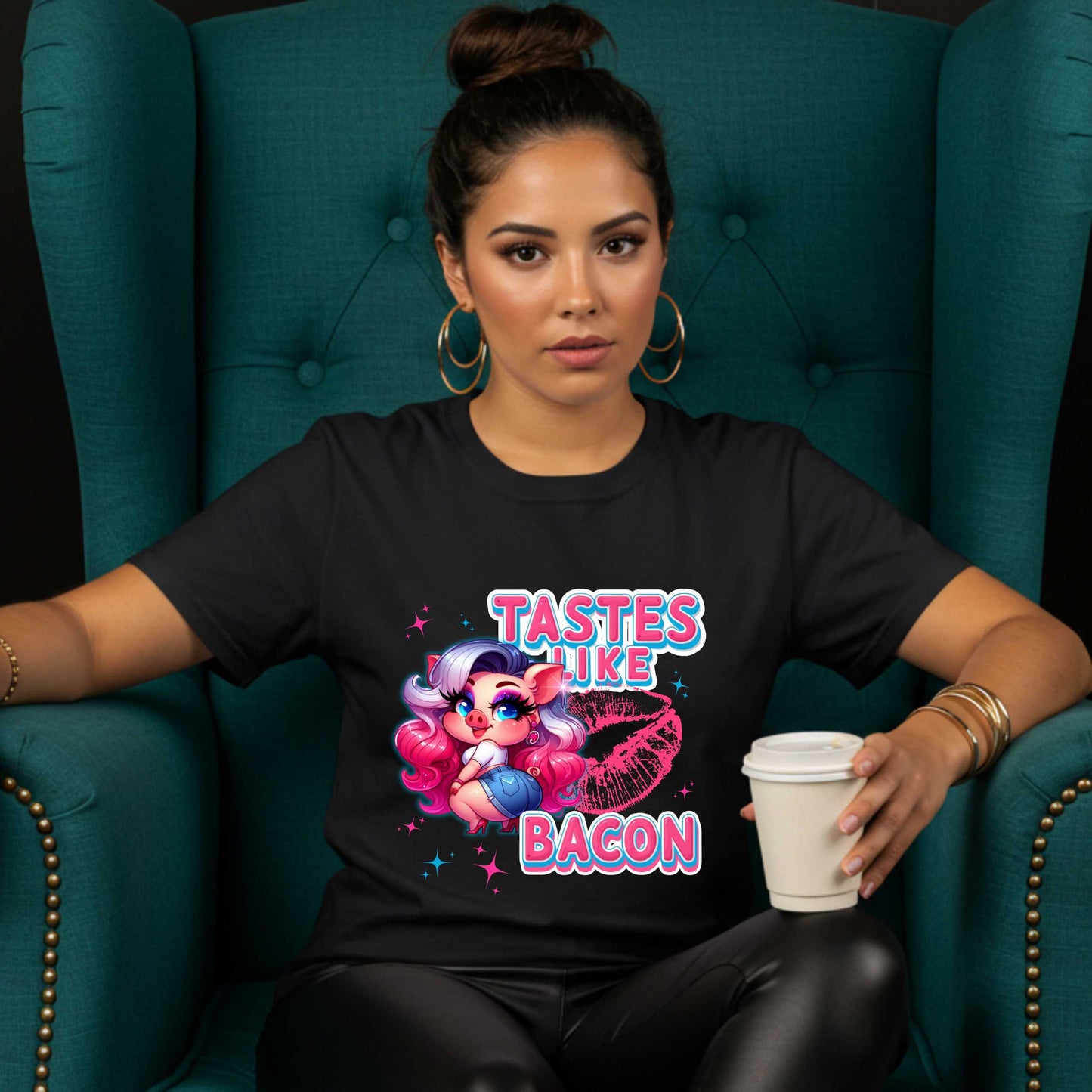 Inappropriate Shirt, Tastes Like Bacon, Edgy Joke Tee for Women, Funny Sarcastic Pig Shirt