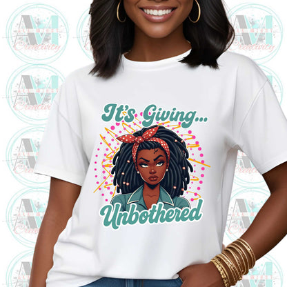 Funny Sarcastic, Unisex Softstyle T-Shirt: It's Giving Unbothered, Funny Retro Tee, Bold Sarcastic Shirt,  Zero Stress Queen Gift
