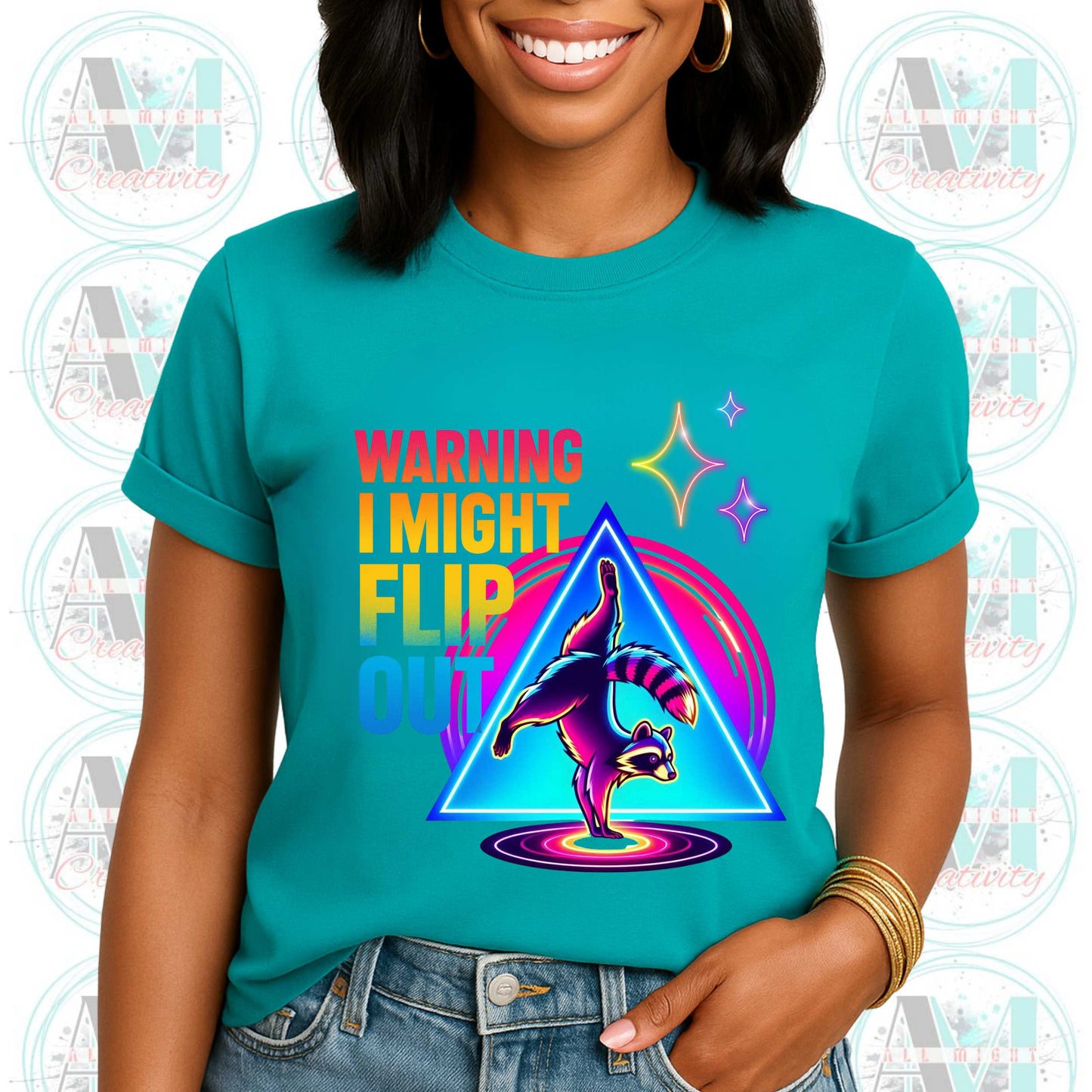 Funny Saracastic Raccoon, Warning I May Flip Out T-Shirt, Fun Graphic Tee, Shirts that Go Hard, Funny Meme Trending Tee