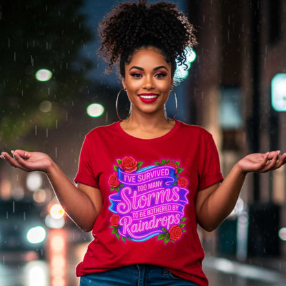 Christian Graphic Tee, I Survived Too Many Storms T-Shirt, Christian Streetwear Faith Shirt