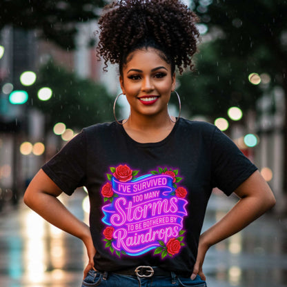 Christian Graphic Tee, I Survived Too Many Storms T-Shirt, Christian Streetwear Faith Shirt